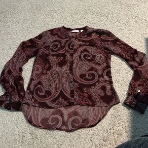 New York & Company Paisley Button Front Blouse Boho XS Dark Academia  Romantic